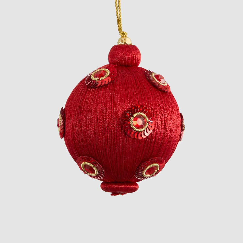 Silk Sequin Bauble Red 2 pcs