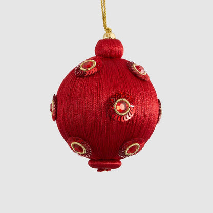 Silk Sequin Bauble Red 2 pcs