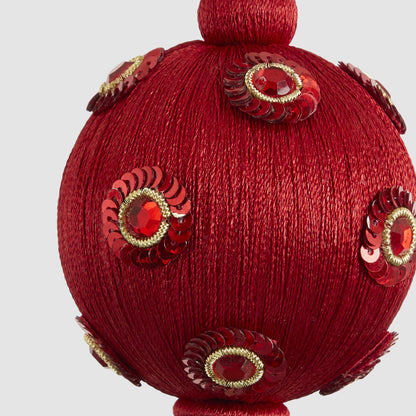 Silk Sequin Bauble Red 2 pcs