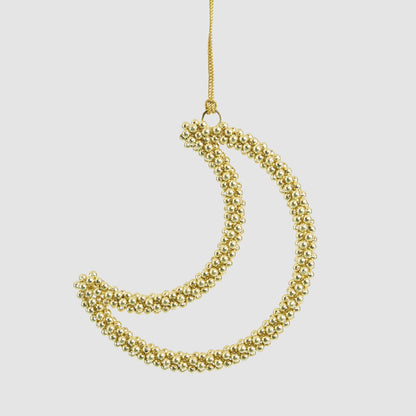 Moon Crescent Beaded Decoration Small Gold 3 pcs