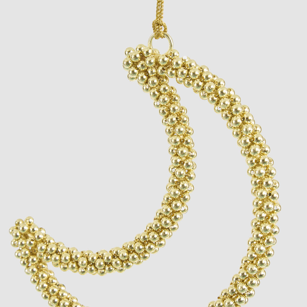 Moon Crescent Beaded Decoration Small Gold 3 pcs