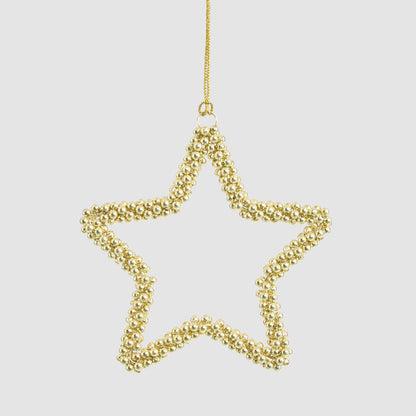 Star Beaded Decoration Small Gold 2 pcs