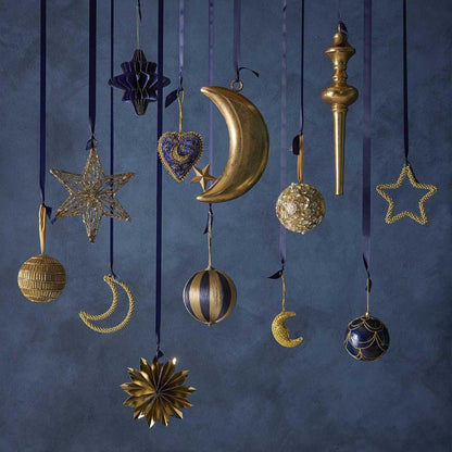 Star Beaded Decoration Small Gold 2 pcs