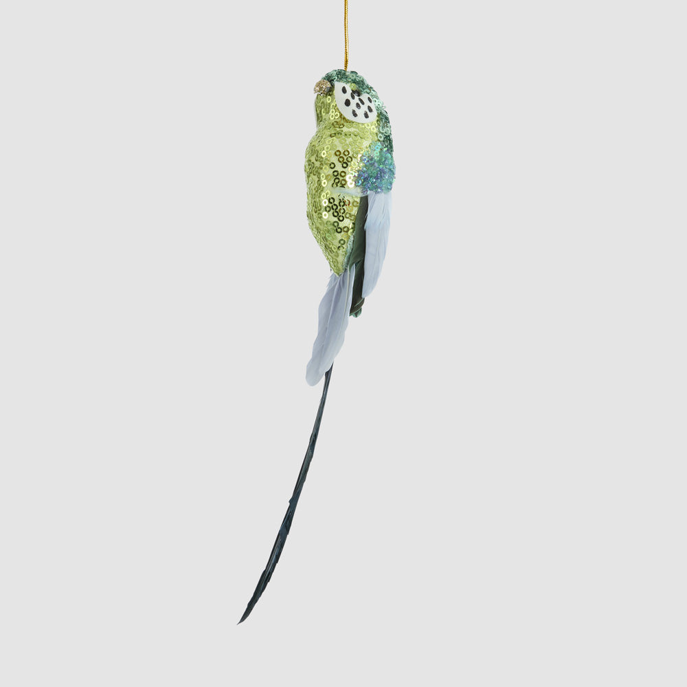 Shixi Sequin Budgie Bird Green 2 pcs