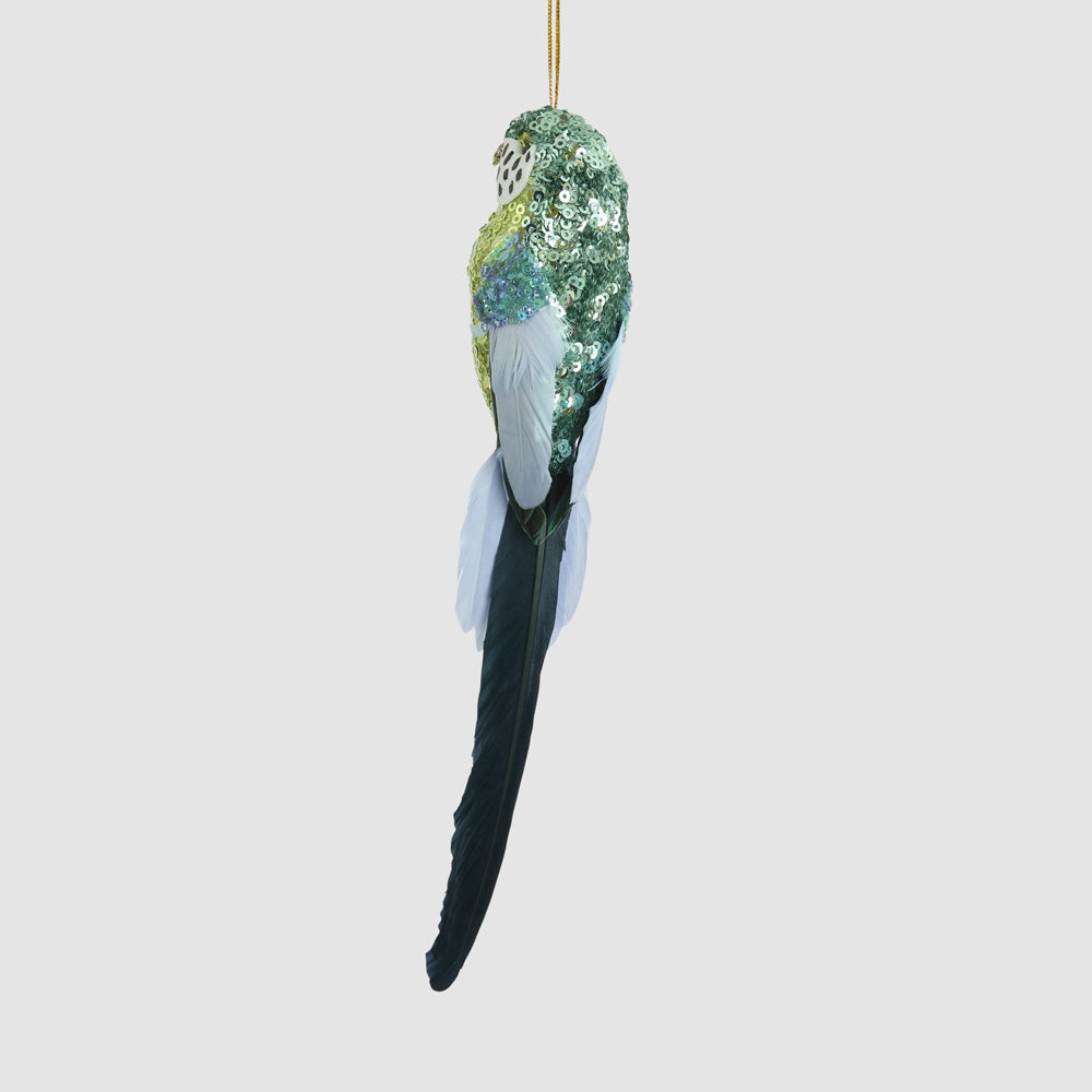 Shixi Sequin Budgie Bird Green 2 pcs
