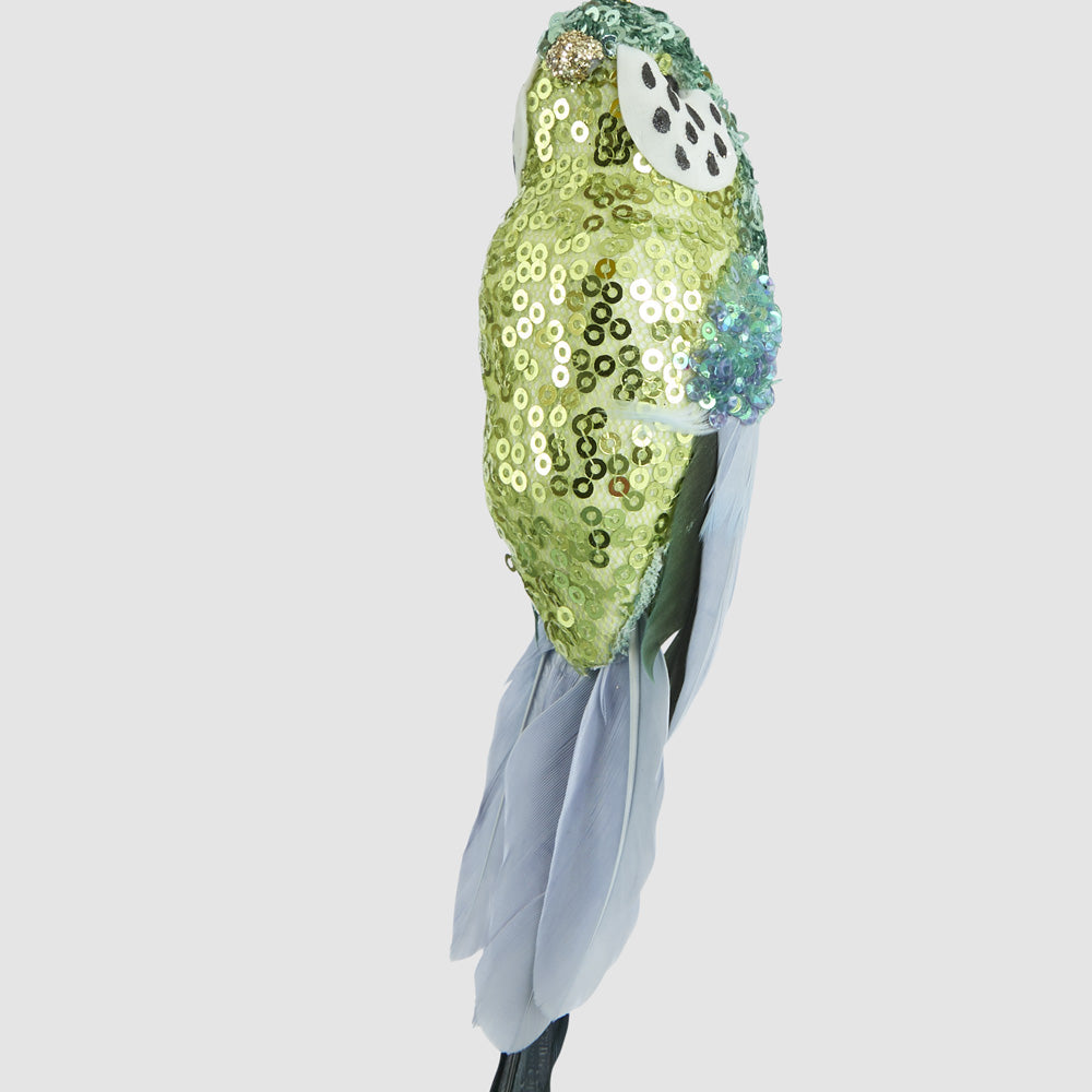 Shixi Sequin Budgie Bird Green 2 pcs