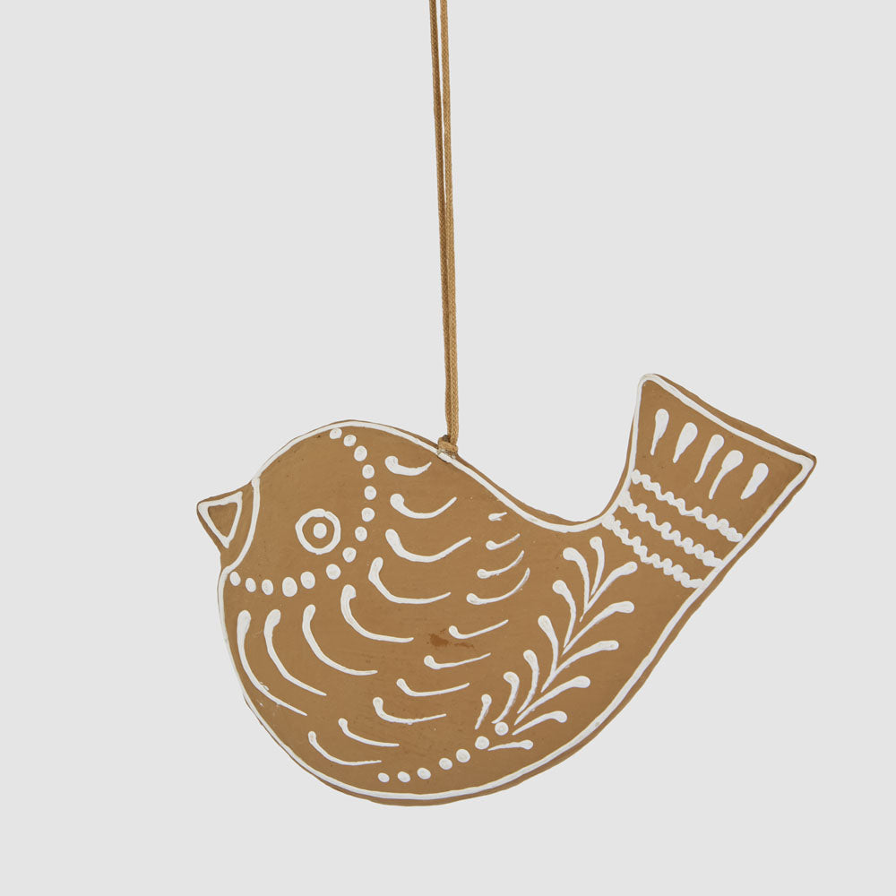 Mache Hanging Gingerbread Bird 2 pcs