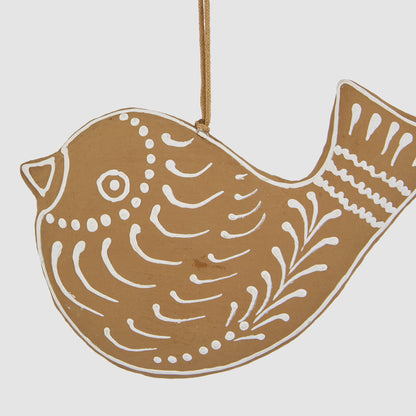 Mache Hanging Gingerbread Bird 2 pcs