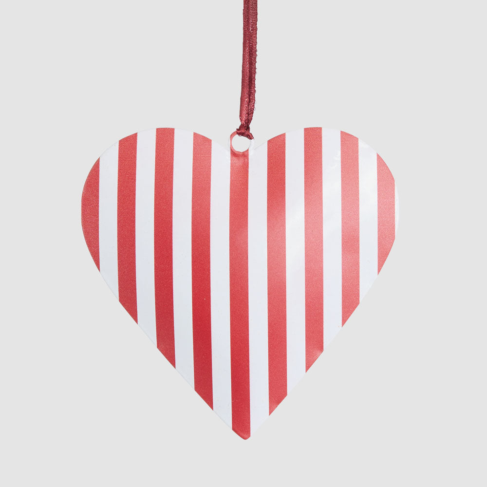 Candy Cane Hand Painted Heart Tree Decoration 6 pcs