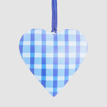 Joy Hand Painted Heart Tree Decoration Blues 6 pcs
