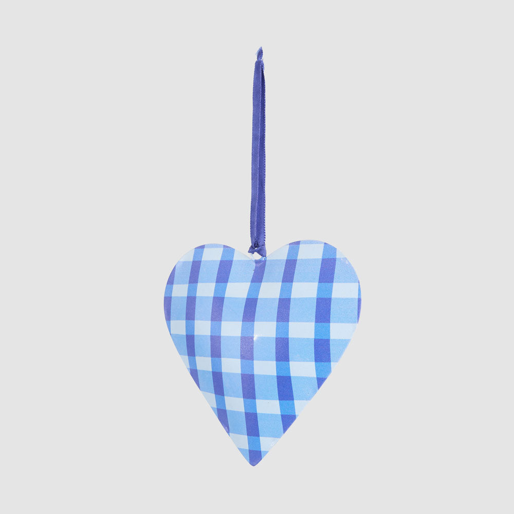 Joy Hand Painted Heart Tree Decoration Blues 6 pcs